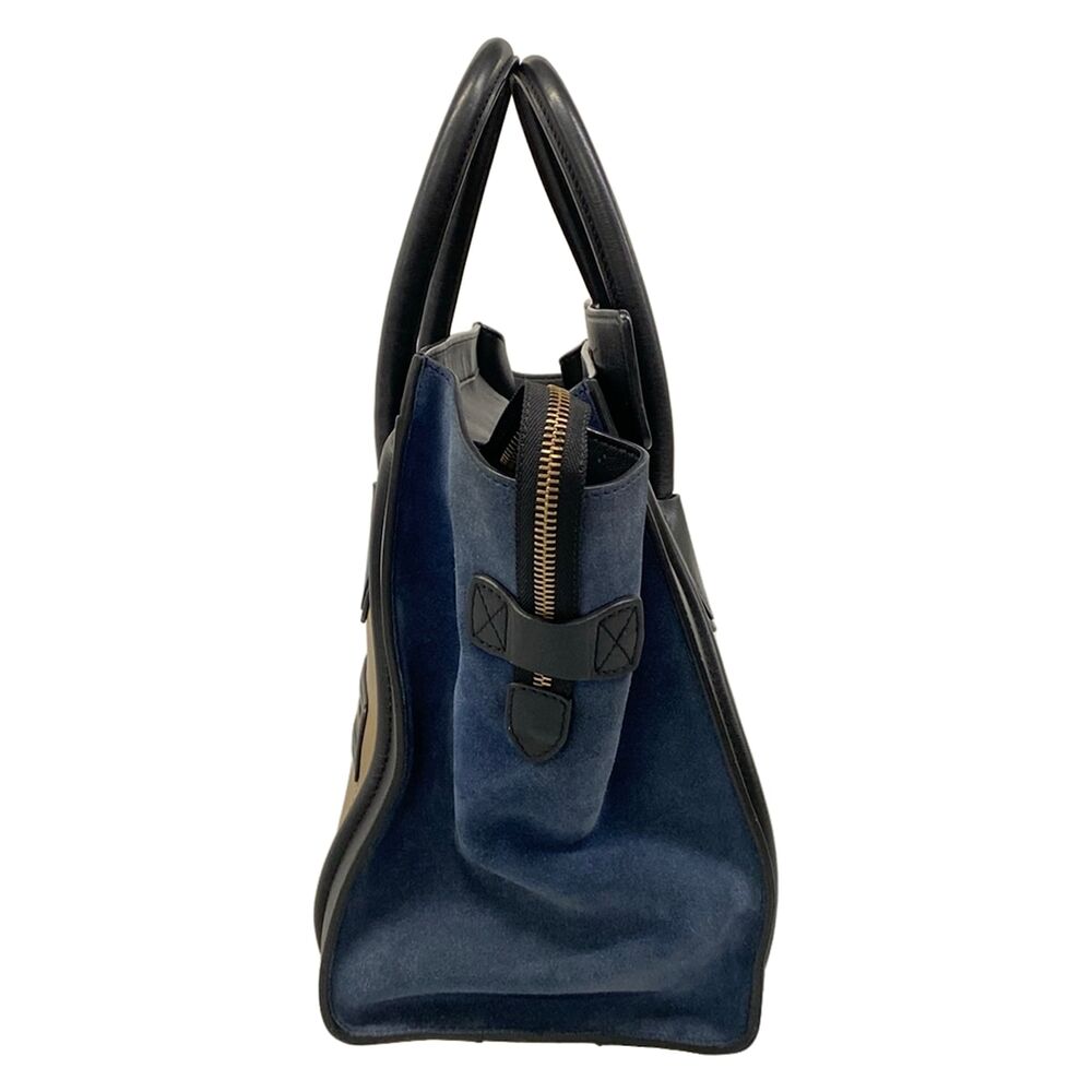 Celine Luggage Mini Shopper Handbag 165213PSJ.02BG Beige Black Navy Leather - Picture 4 of 15